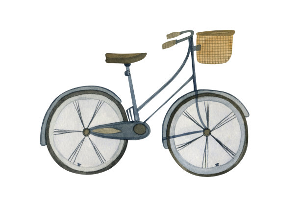 荷兰传统交通工具自行车。水彩手绘插图孤立在白色背景上。完美的任何项目，打印，菜单，卡片，装饰。图片下载