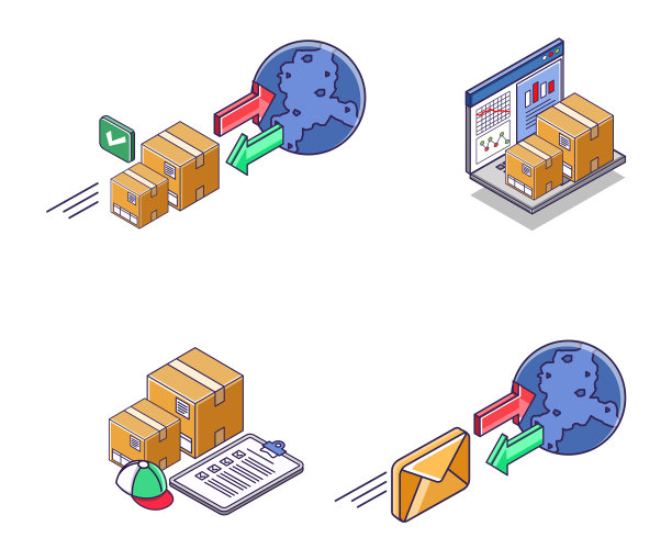 图标集货物及货物物流业务图片下载