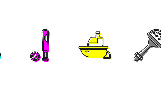 设置滑板车棒球棒与球玩具图片下载