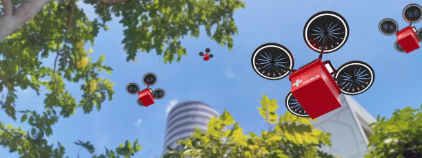 未来自动化无人机机器人医疗，运送药品，急救箱，疫苗到患者家中隔离，航空运输，概念商业和医疗行业服务的智能技术图片下载