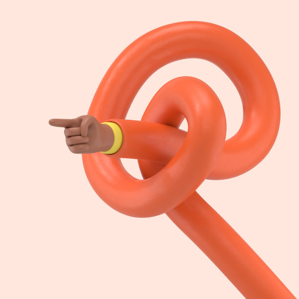 3D插图有趣的非洲卡通人物打结的手显示方向与指向的手指。关注的概念。白底3D渲染。图片下载