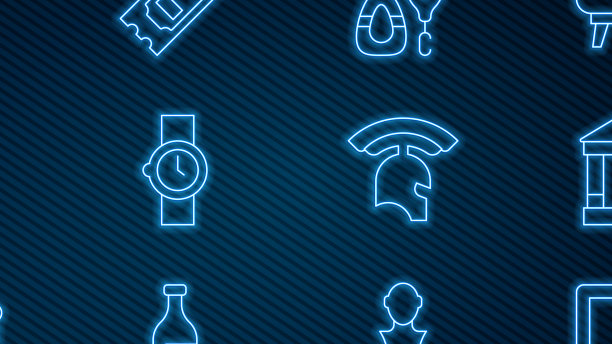 Set line复古电视博物馆建筑耳环图片下载