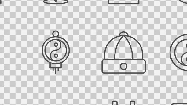 传统纸扇设线阴阳符号图片下载