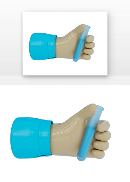 医疗手拿着医疗液体玻璃化学药瓶3D元素图片下载