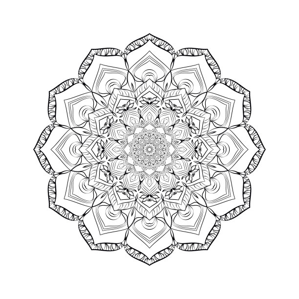 圆形曼荼罗设计着色书页图片下载