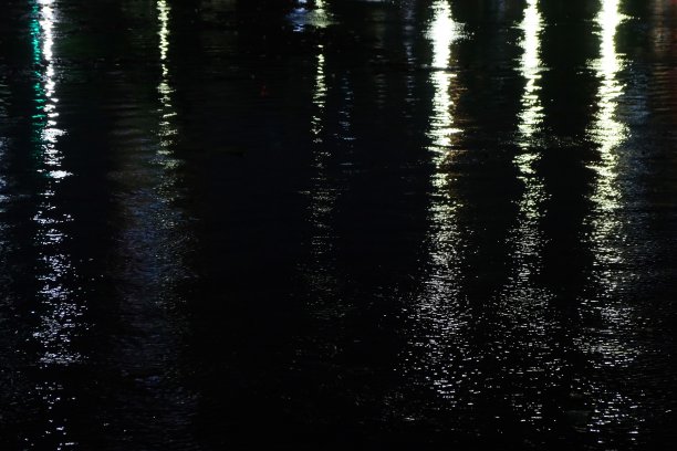 城市的灯光映在河面上图片下载