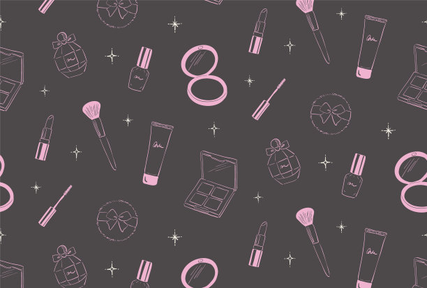 无缝模式与一套手绘的图标组成横幅，卡片，传单，社交媒体壁纸等。图片下载