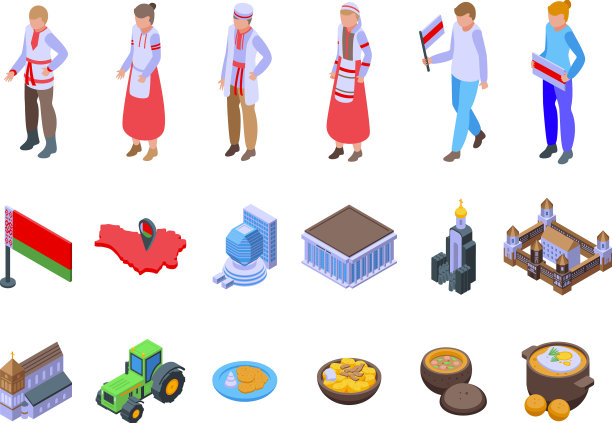 白俄罗斯图标设置为等距明斯克图片下载