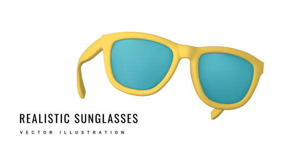 逼真的3d黄色太阳镜在白色图片下载