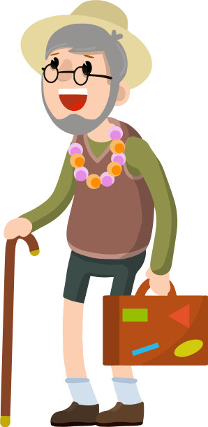 穿着短裤戴着帽子度假的老人图片下载