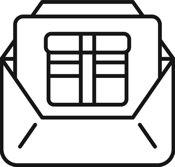 字母礼品图标，打开的礼物轮廓图片下载