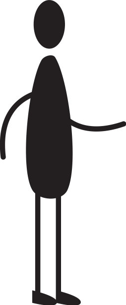 火柴人图形符号与举起的手在一个图片下载