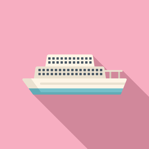 码头的渡船图标平坦的水大海图片下载