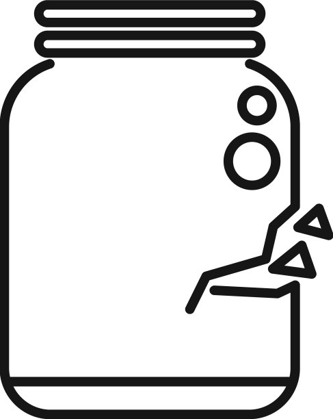 裂纹玻璃罐图标轮廓废物垃圾图片下载