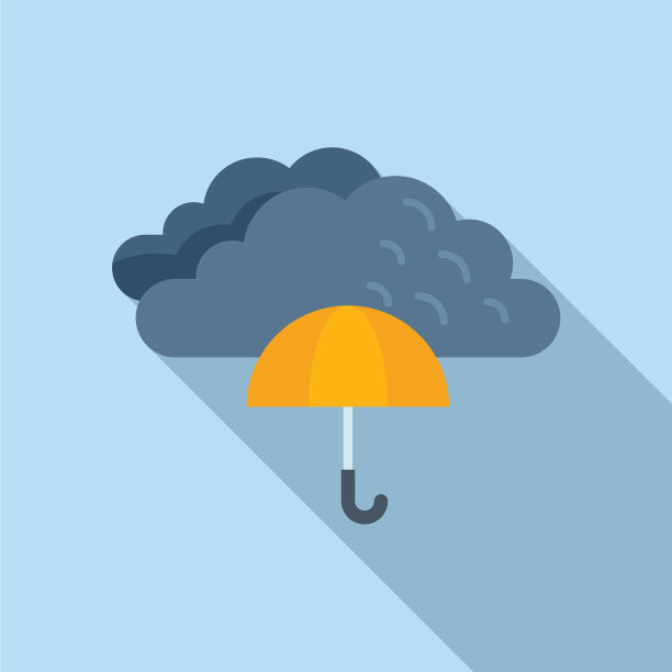 多云的伞图标平坦的雨预报图片下载