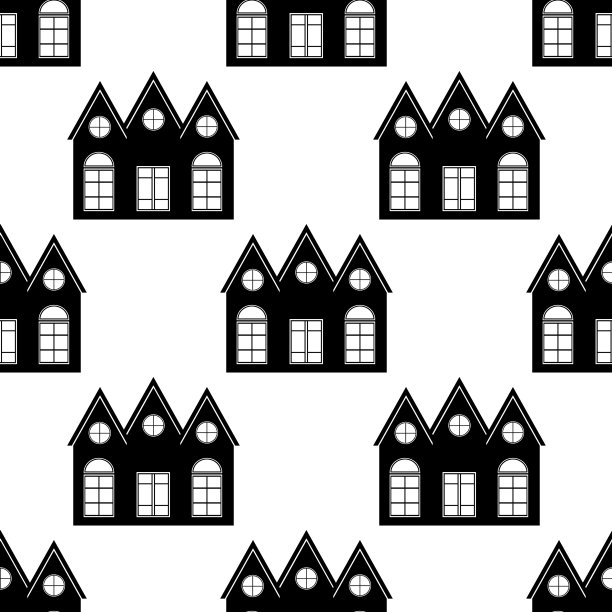 无缝图案与房子黑色图标房子在图片下载