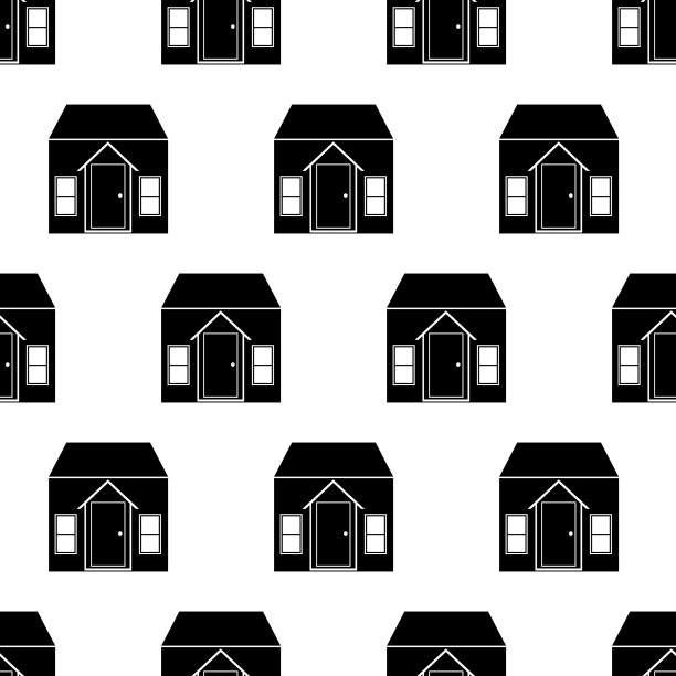 无缝图案与房子黑色图标房子在图片下载