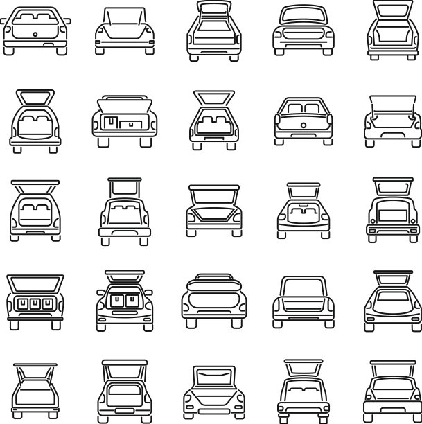 后备箱图标设置轮廓轿车包图片下载