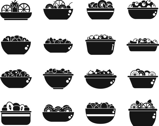 水果沙拉图标设定了简单的膳食卡路里图片下载