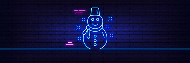 圣诞雪人线图标新年标志霓虹灯图片下载