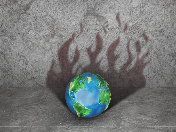 大地以火焰的形式投射阴影。三维演示图片下载