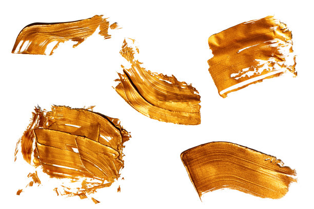 纹理金色的笔触孤立在白色背景。图片下载