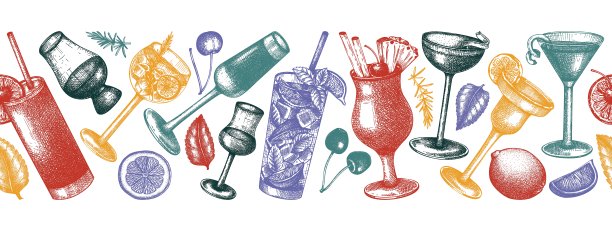 无缝的鸡尾酒丝带图片下载