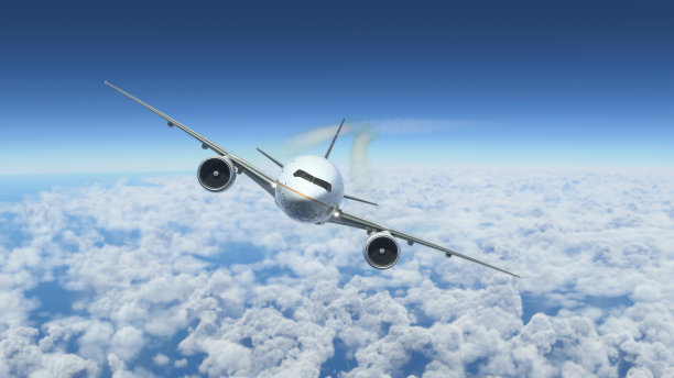 商业飞机在云层上飞行图片下载