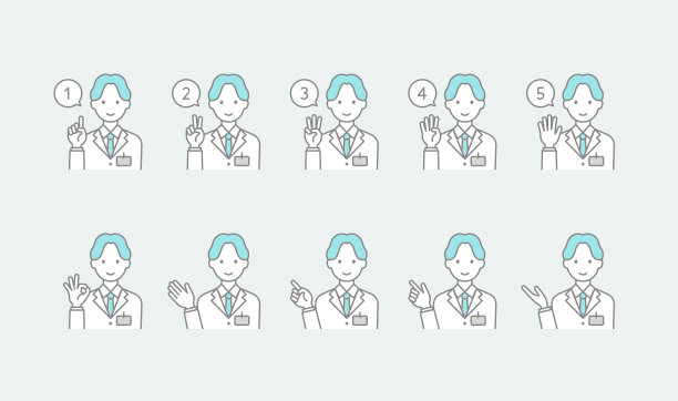 图标设置有线条画，由一名男医生亲笔签名图片下载
