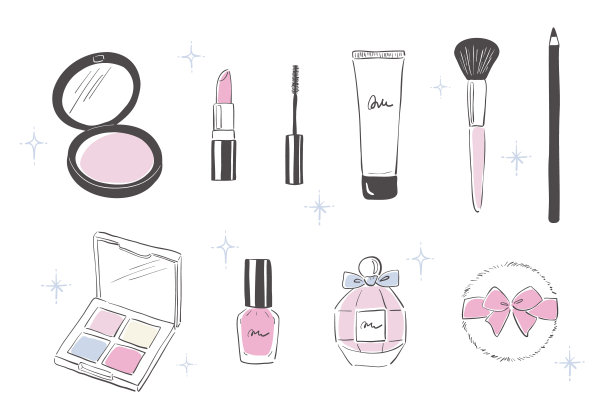 矢量背景与一组手绘的图标组成横幅，卡片，传单，社交媒体壁纸等。图片下载