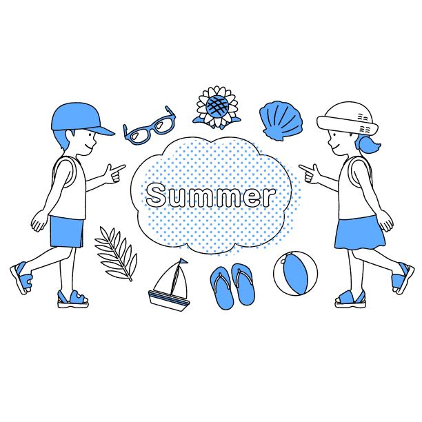 儿童和夏天插图设置图片下载
