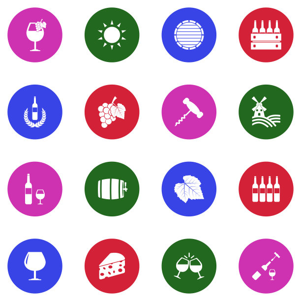 酒厂图标。圆形白色平面设计。矢量插图。图片下载
