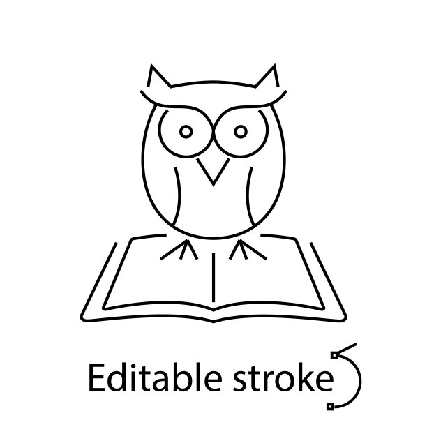 猫头鹰在打开书的大纲标志。聪明的教育理念。学校的概念。大学的象征。孤立的矢量图图片下载