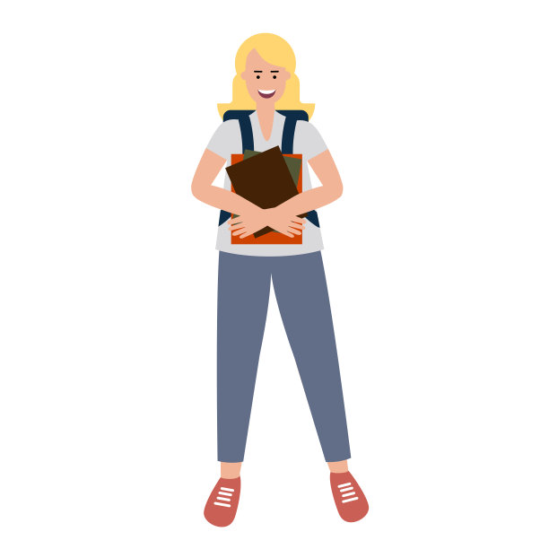 年轻微笑的白人妇女拥抱书籍图片下载