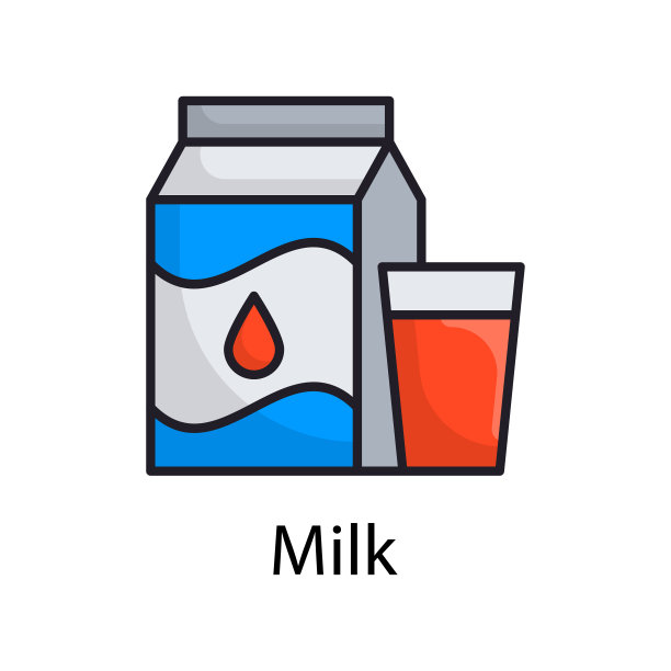 牛奶矢量填充轮廓图标设计插图。杂项符号在白色背景EPS 10文件图片下载