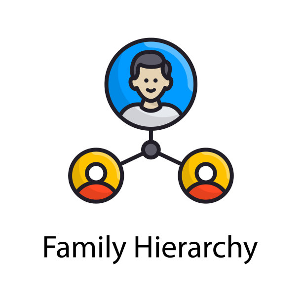 家族层次向量填充轮廓图标设计插图。杂项符号在白色背景EPS 10文件图片下载