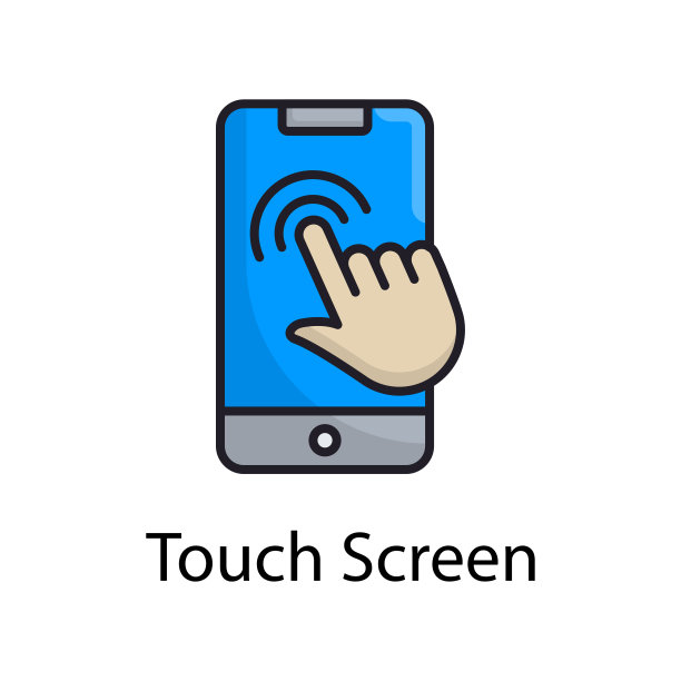 触摸屏矢量填充轮廓图标设计插图。杂项符号在白色背景EPS 10文件图片下载