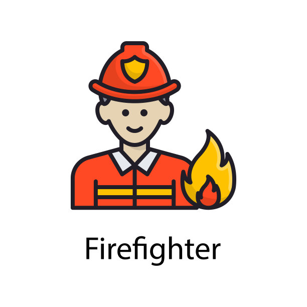 消防员矢量填充轮廓图标设计插图。杂项符号在白色背景EPS 10文件图片下载