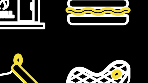 设置线汉堡牛排肉烤箱手套和图片下载