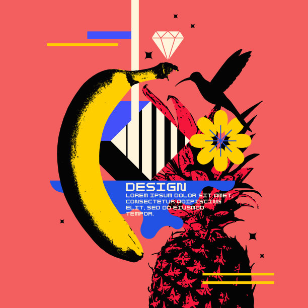 矢量图形在现代风格与几何元素。夏天的海报。图片下载