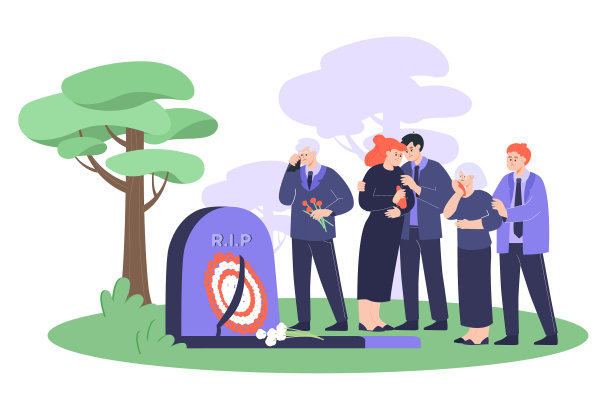 悲伤的家人穿着丧服在附近哭泣图片下载