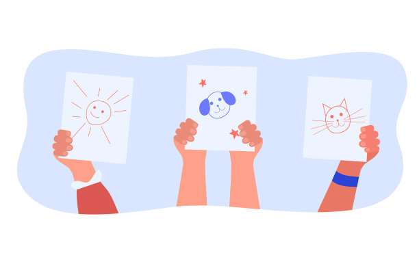 小艺术家的手高举着可爱的孩子图片下载