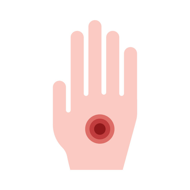 手的图标和疼痛的标志。腕管综合症，关节炎，神经系统疾病的概念。手麻木图片下载