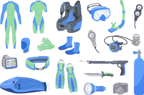 潜水设备图标集图片下载