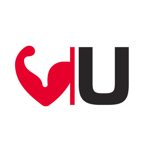 字母U健身标志设计。健康手臂身体建设者标志设计矢量模板图片下载