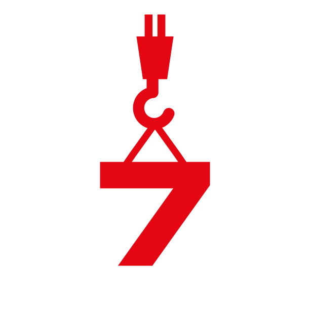 字母7施工标志模板。施工标志起重机概念符号图片下载