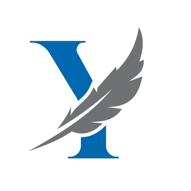 字母Y羽毛标志矢量模板。法律标志鸟羽符号图片下载