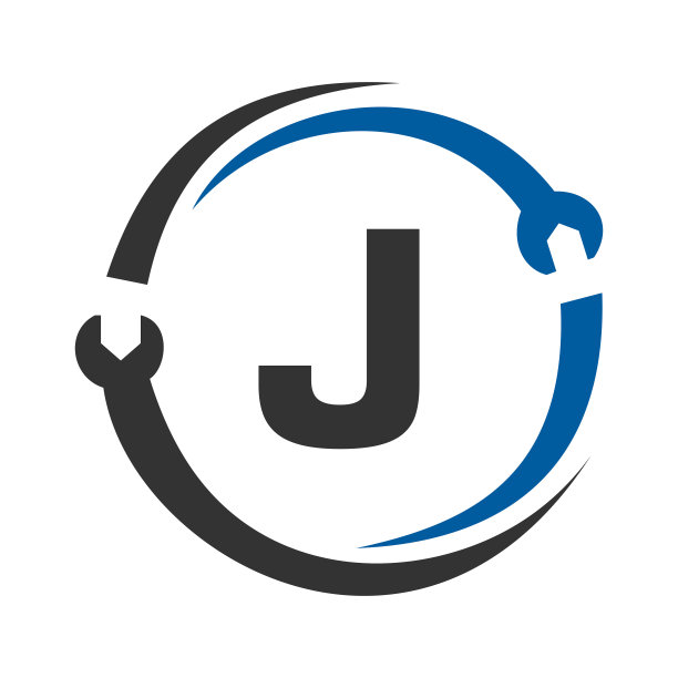字母J维修标志。家庭服务工具，汽车修理标志模板的业务，公司和建筑业图片下载
