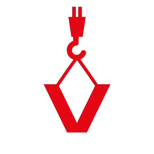 字母V施工标志模板。施工标志起重机概念符号图片下载