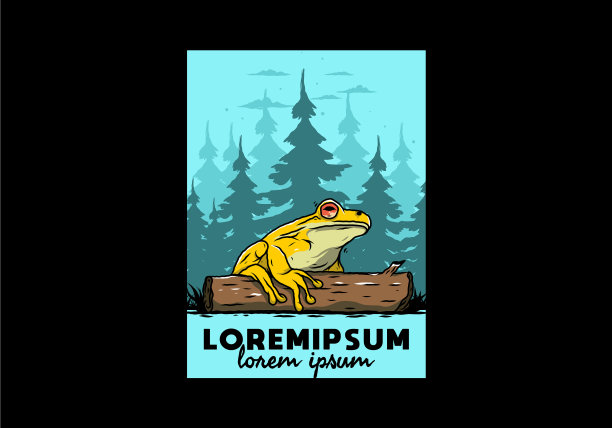 大青蛙栖息在一根圆木上图片下载